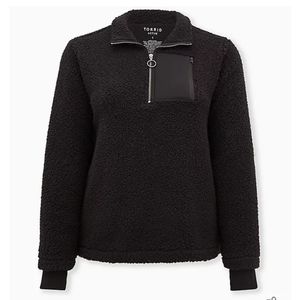 Torrid Black Sherpa Half-Zip Active Pullover Jacket